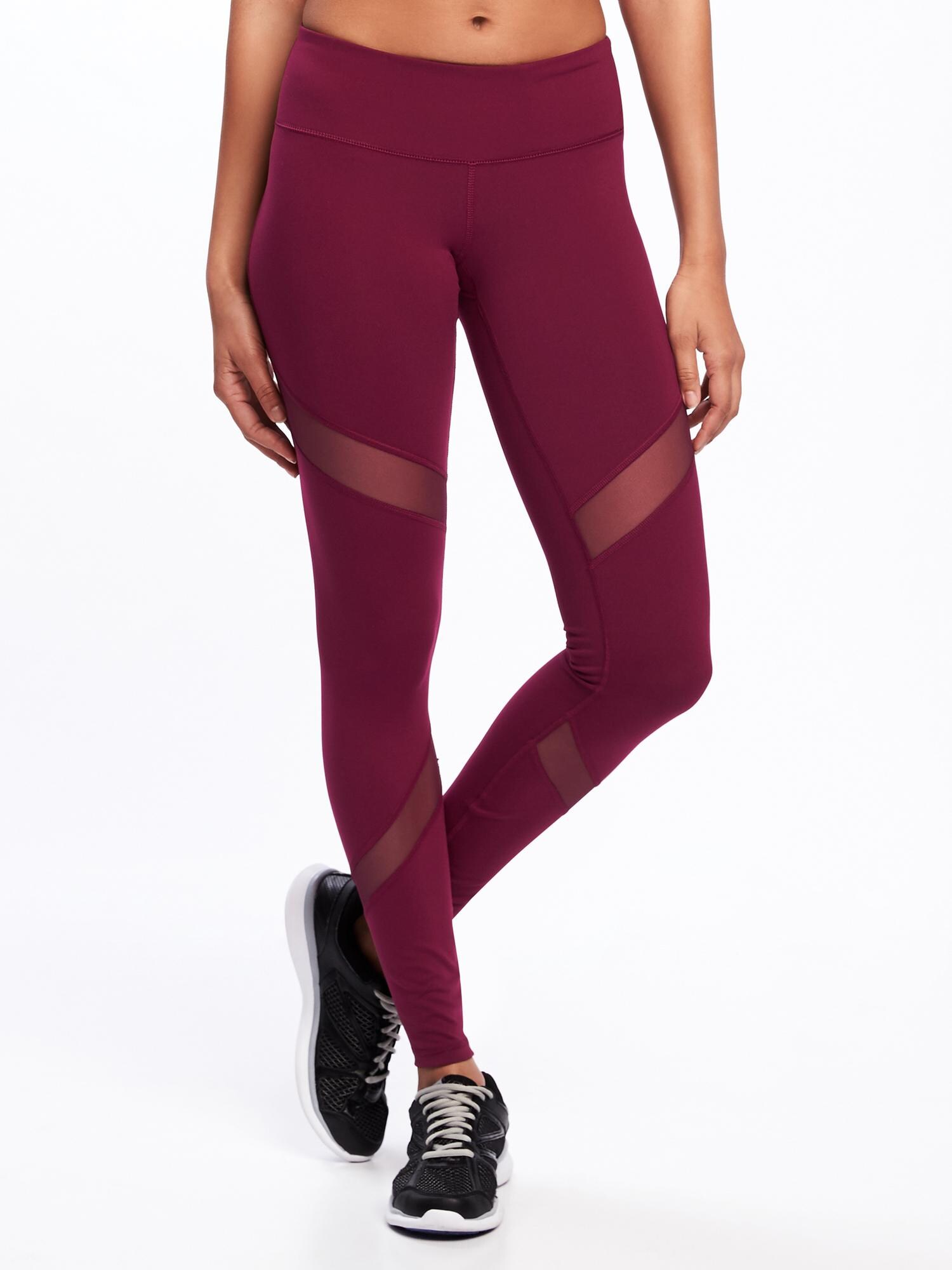 Mid-Rise Mesh-Panel Elevate Compression Leggings for Women