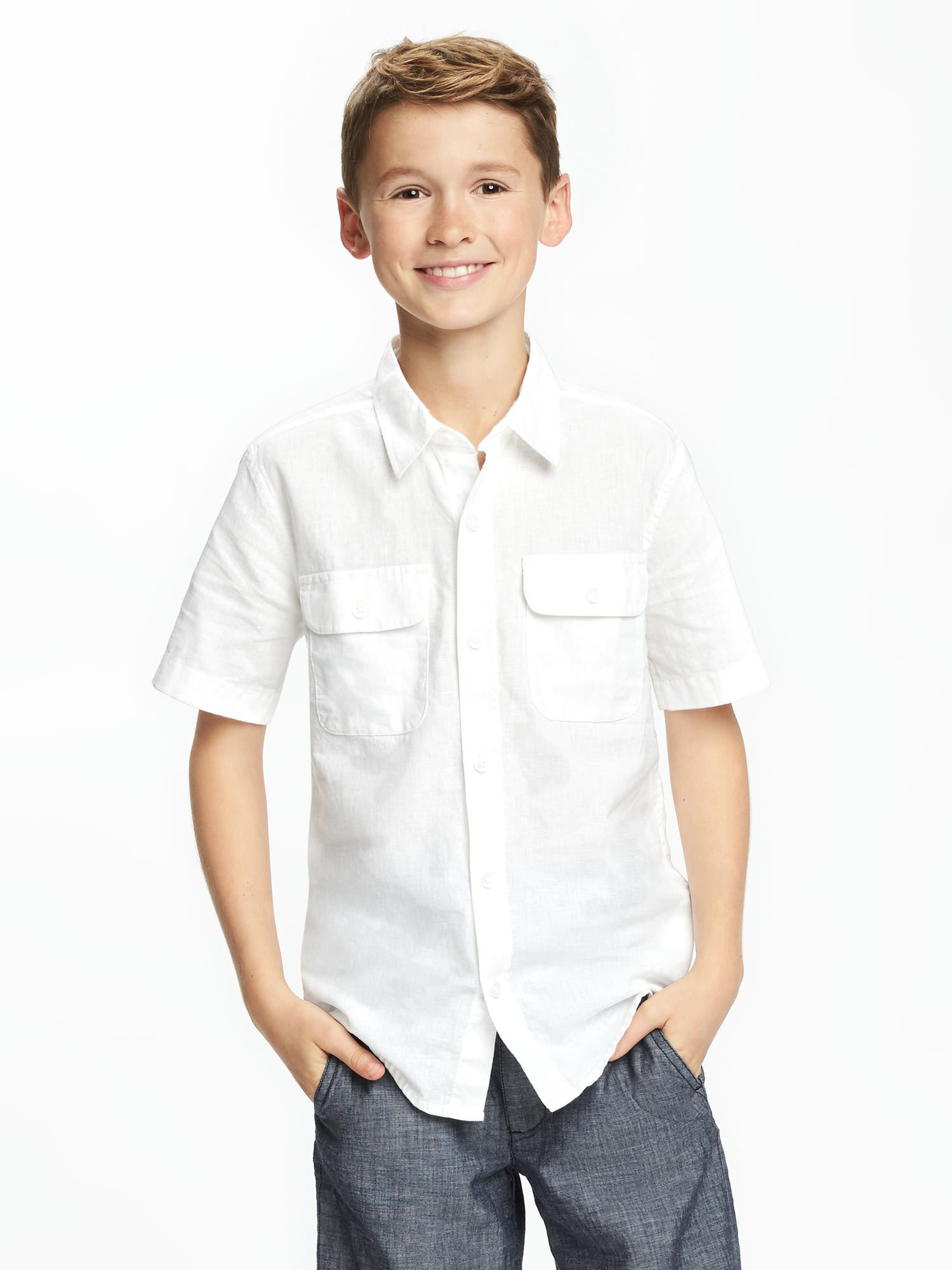 Double-Pocket Linen-Blend Shirt For Boys | Old Navy