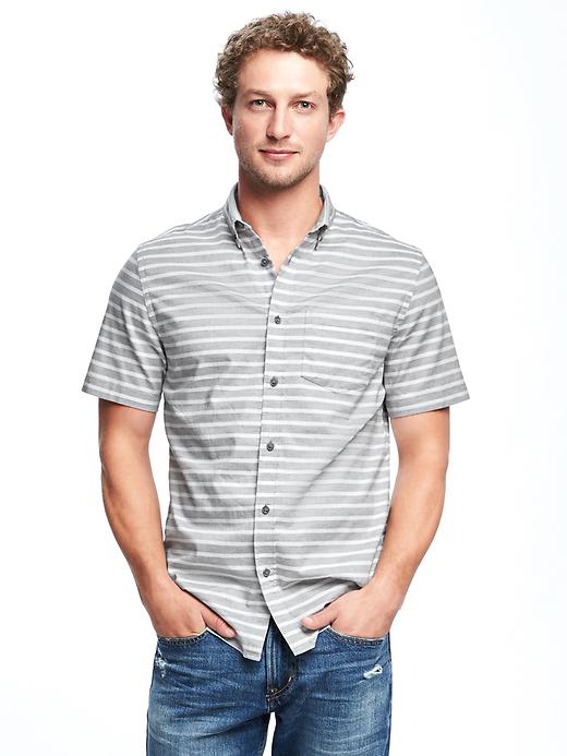 Slim-Fit Built-In Flex Summer-Weight Oxford Shirt For Men | Old Navy