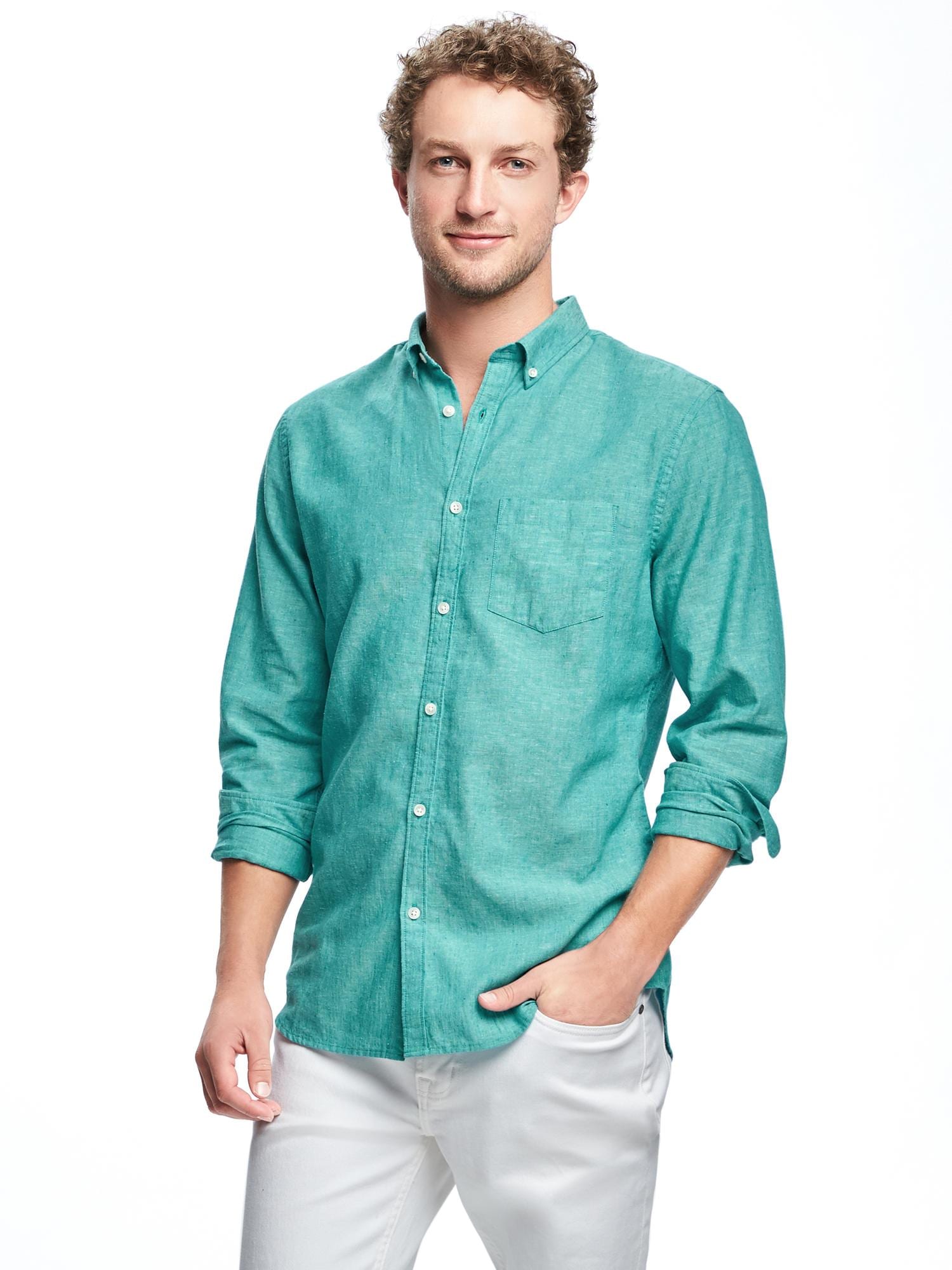 SlimFit LinenBlend Shirt For Men Old Navy