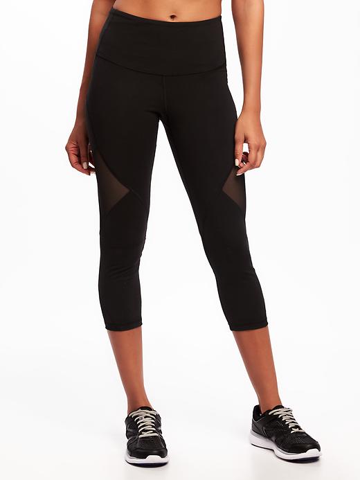View large product image 1 of 3. High-Rise Mesh-Panel Elevate Compression Crops for Women