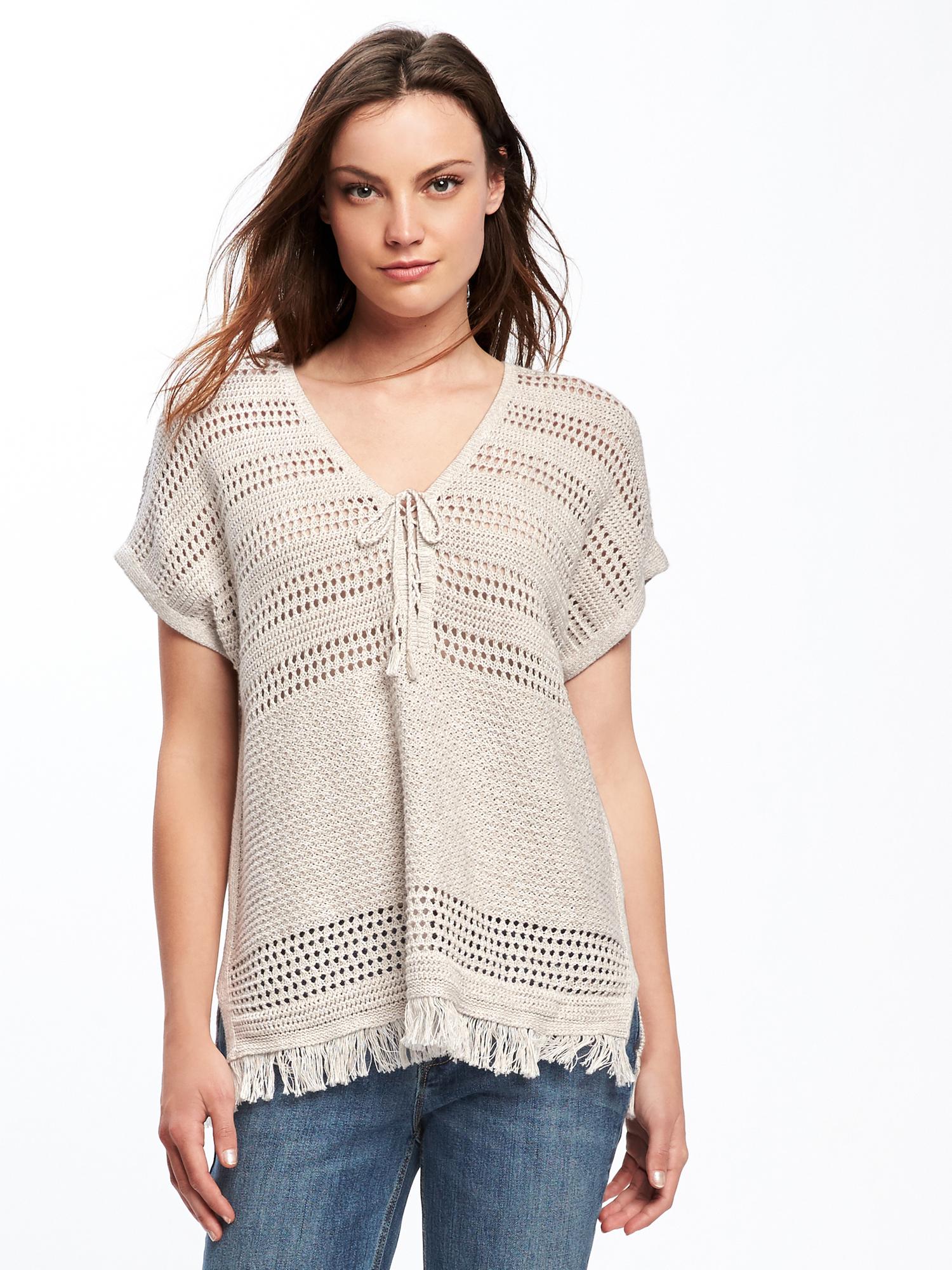 Crochet-Knit Tie-Front Sweater for Women | Old Navy