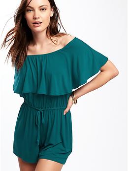 Ruffle-Trim Swim Romper for Women