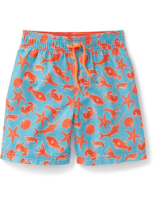 View large product image 1 of 1. Sea-Creature-Print Swim Trunks for Toddler Boys