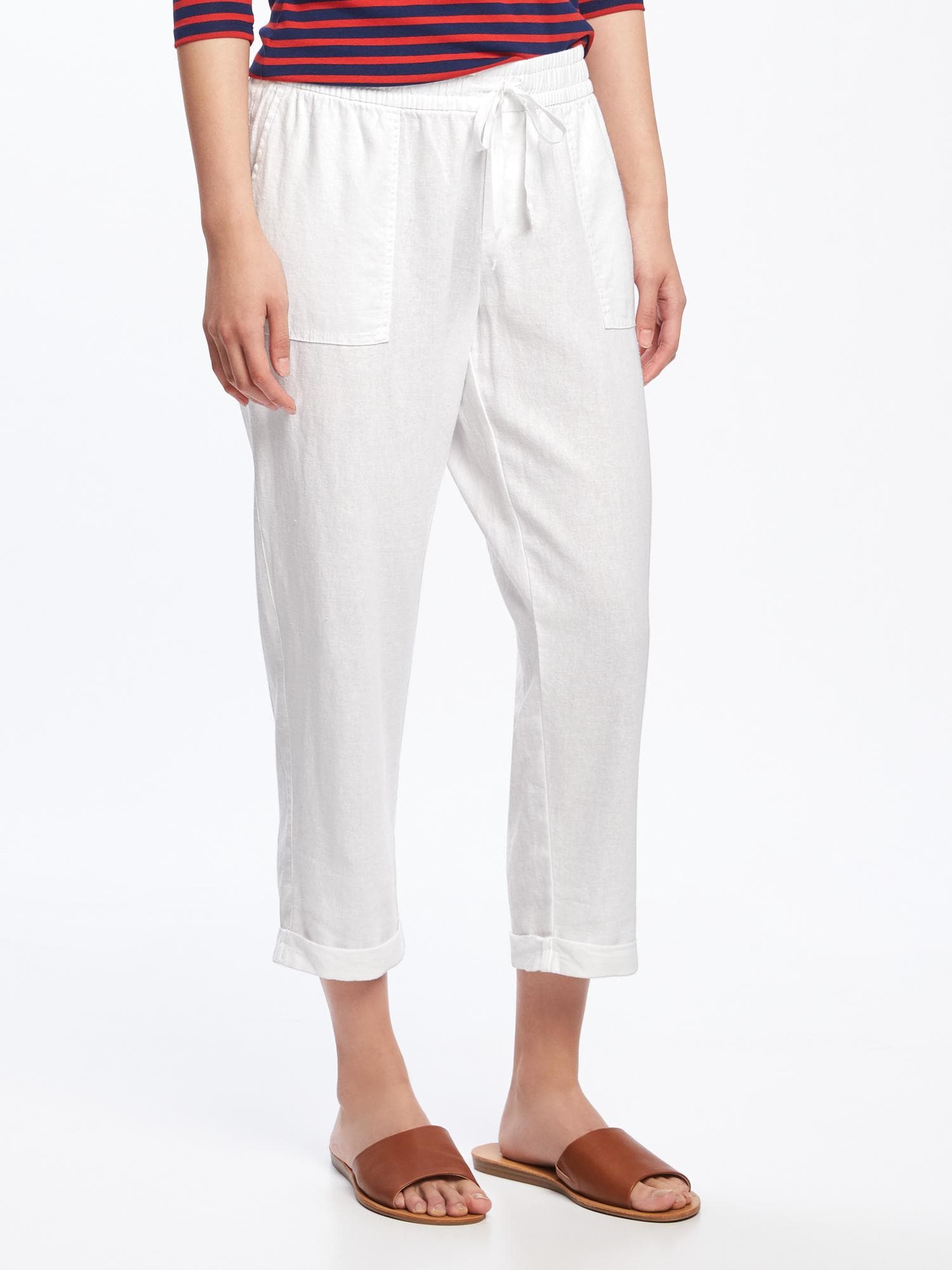 Old navy mid rise clearance linen blend cropped pants