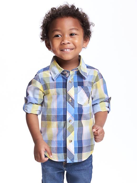View large product image 1 of 3. Rolled-Cuff Poplin Shirt for Toddler Boys