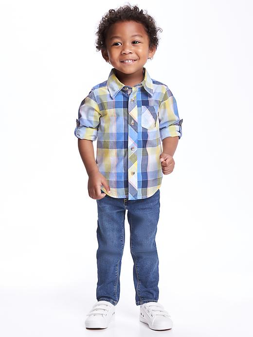 View large product image 2 of 3. Rolled-Cuff Poplin Shirt for Toddler Boys