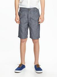 View large product image 3 of 3. Flat-Front Chambray Shorts for Boys