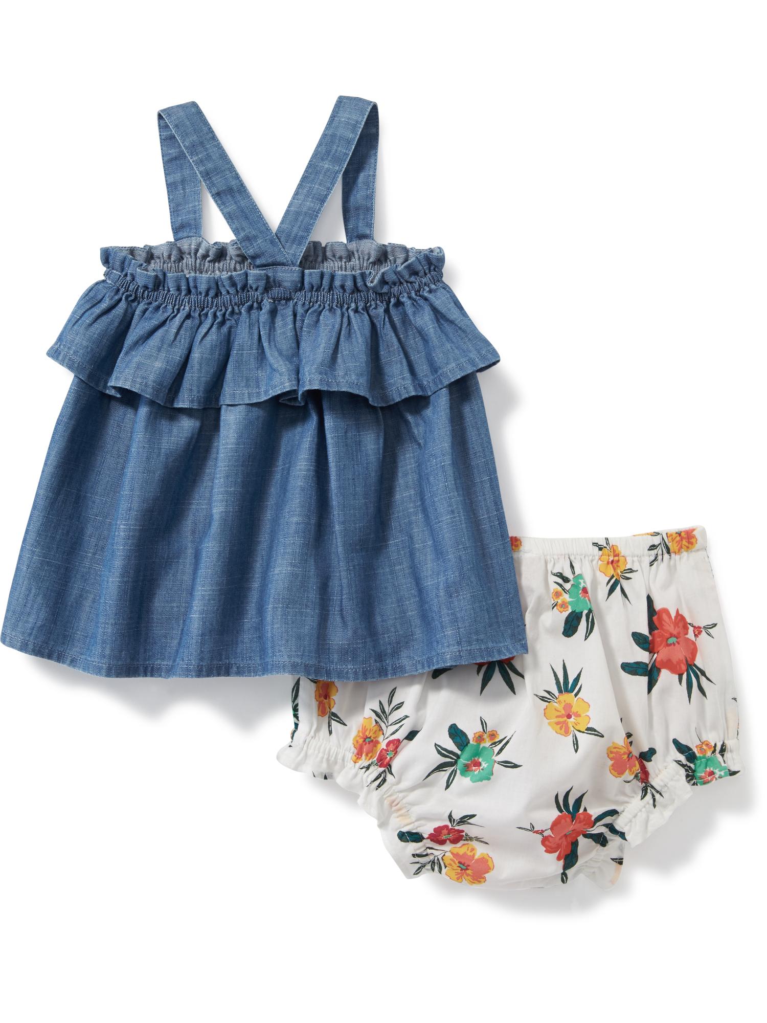 2Piece Chambray Top and Printed Bloomers Set for Baby Old Navy