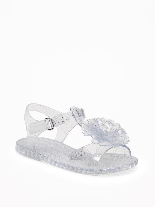 View large product image 1 of 4. Flower-Accent T-Strap Jelly Sandals For Toddler
