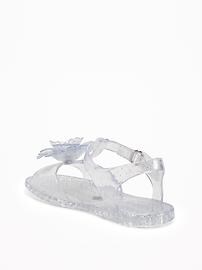 View large product image 3 of 4. Flower-Accent T-Strap Jelly Sandals For Toddler