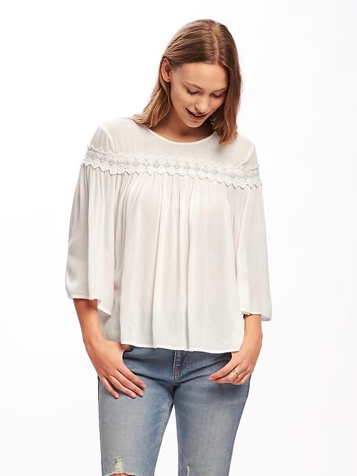 Image number 1 showing, Crinkle-Gauze Swing Blouse for Women