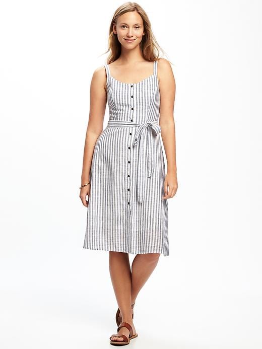 Image number 1 showing, Striped Tie-Belt Midi Dress for Women