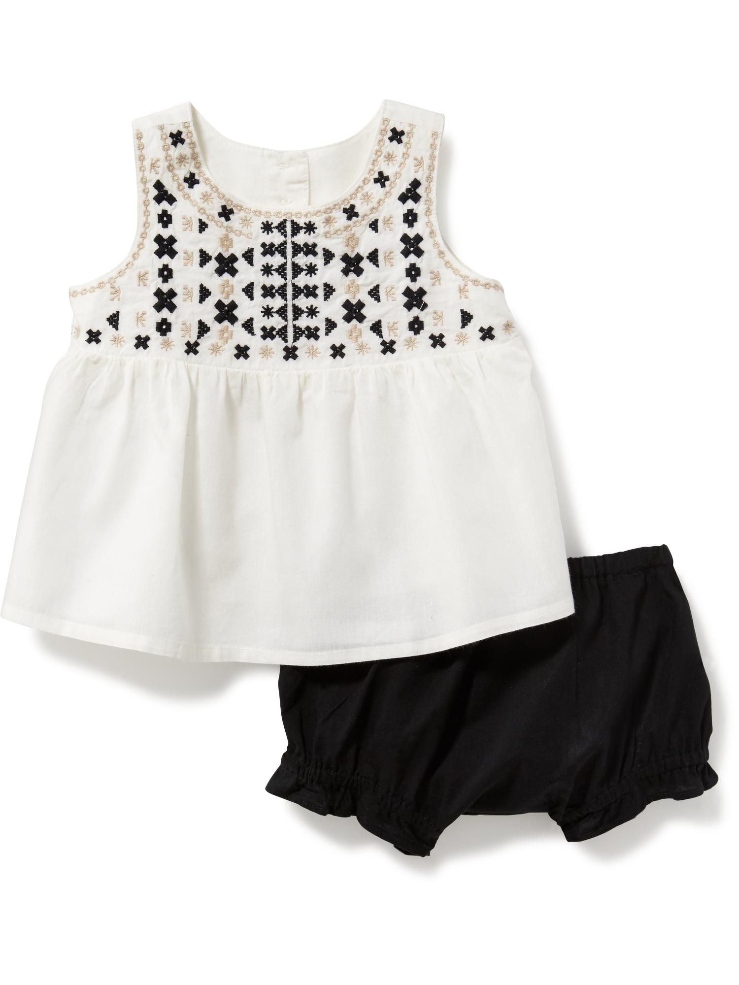 Embroidered Babydoll Top & Bloomer Set for Baby Old Navy