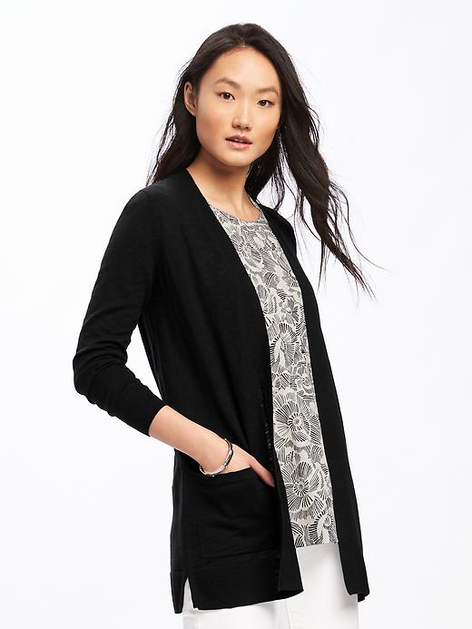 View large product image 1 of 1. Relaxed Open-Front Long Cardi for Women