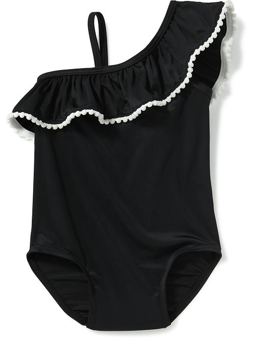 View large product image 1 of 1. Pom-Pom Ruffle One-Shoulder Swimsuit for Baby