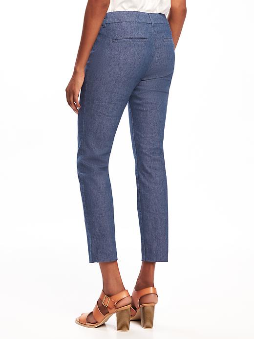 View large product image 2 of 3. Mid-Rise Linen-Blend Pixie Pants for Women