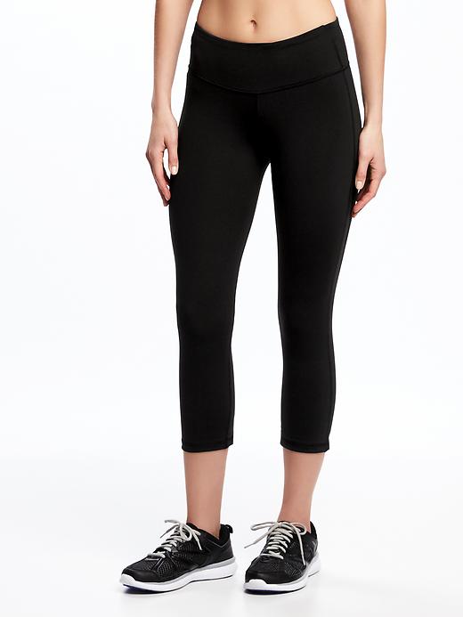 Mid-Rise Lattice-Hem Compression Crops for Women | Old Navy