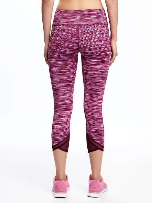 View large product image 2 of 3. Mid-Rise Space-Dye Mesh-Hem Crops for Women
