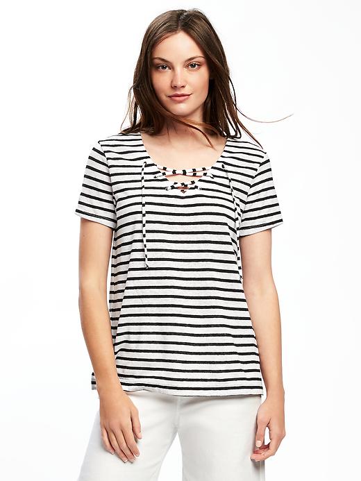 Slub-Knit Lace-Up Top for Women | Old Navy