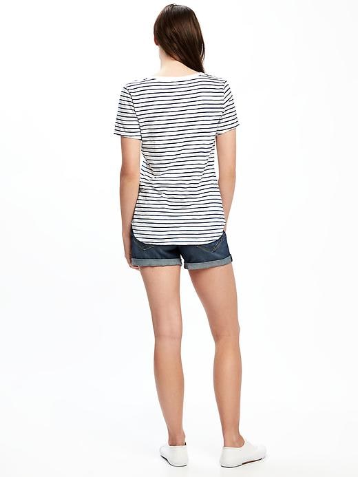 Image number 2 showing, Relaxed Slub-Knit V-Neck Tee for Women