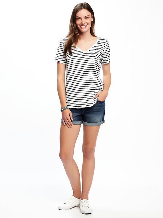 Image number 3 showing, Relaxed Slub-Knit V-Neck Tee for Women