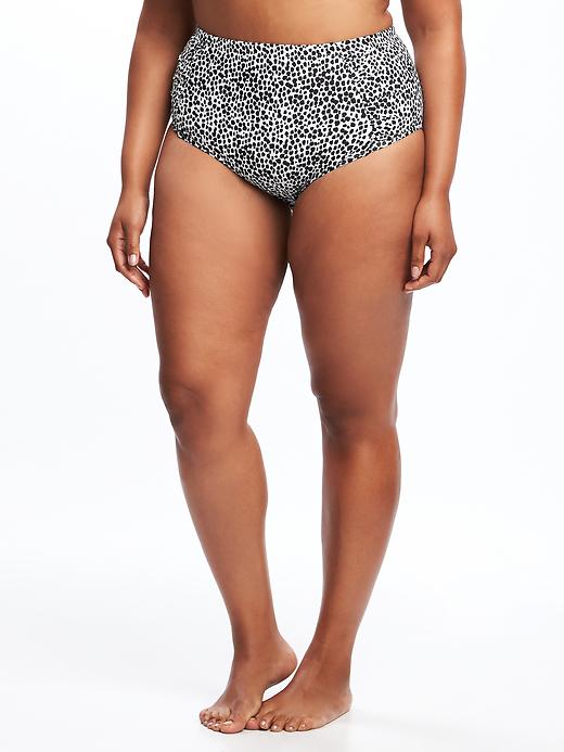 View large product image 1 of 1. High-Waist Plus-Size Ruched Bikini Bottoms