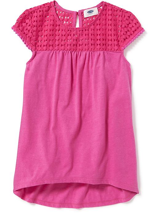 Lace-Yoke Hi-Lo Top for Girls | Old Navy