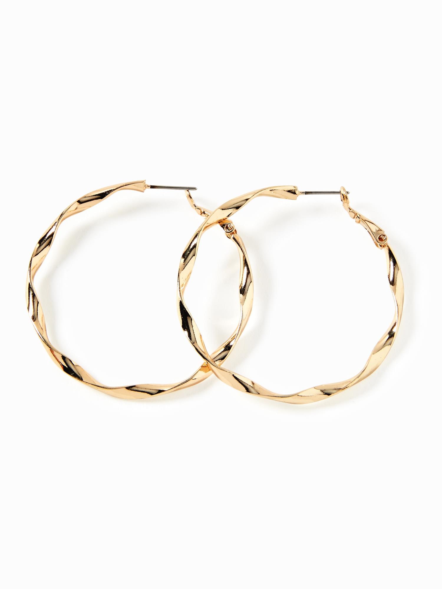 Twisted HammeredMetal Hoop Earrings for Women Old Navy