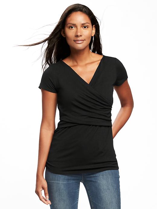 View large product image 1 of 1. Maternity Jersey Wrap-Front Nursing Top