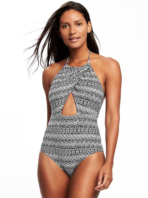 Image number 1 showing, Wrap-Front Halter Swimsuit for Women