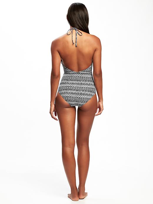 Image number 2 showing, Wrap-Front Halter Swimsuit for Women
