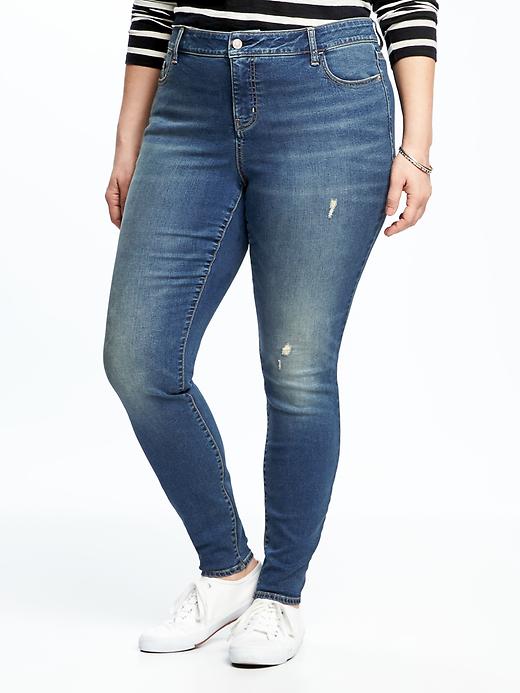 View large product image 1 of 3. High-Waisted Secret-Smooth Pockets Plus-Size Skinny Rockstar Jeans