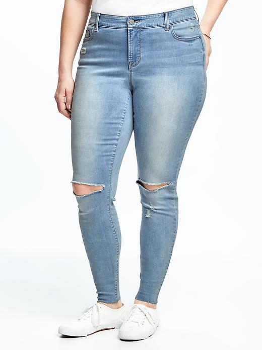 Image number 1 showing, High-Rise Secret-Slim Pockets Plus-Size Distressed Rockstar Jeans