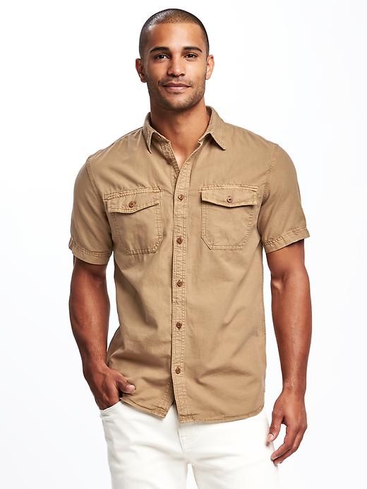 View large product image 1 of 1. Regular-Fit Utility-Pocket Shirt For Men