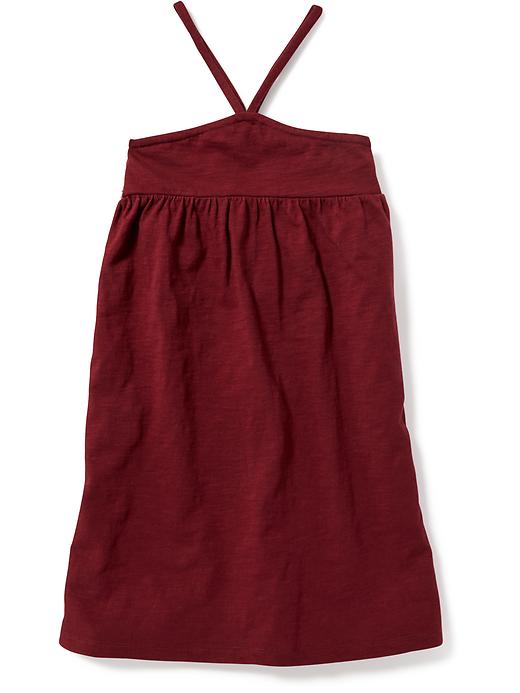 View large product image 2 of 2. Embroidered V-Strap Swing Dress for Girls