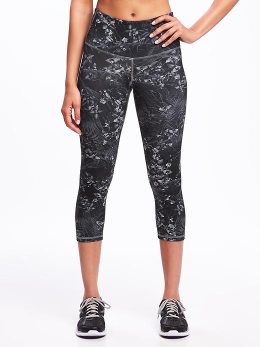 View large product image 1 of 2. High-Rise Floral-Print Compression Crops for Women