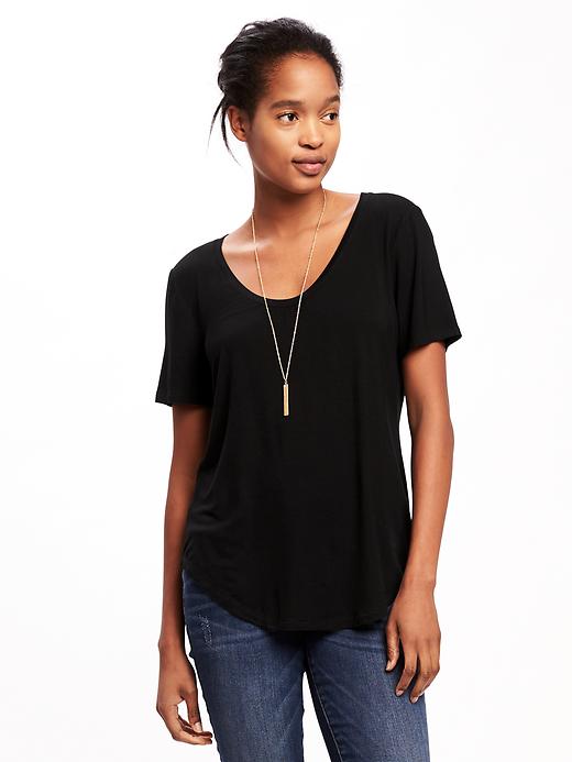 View large product image 1 of 1. Luxe Curved-Hem Tee for Women