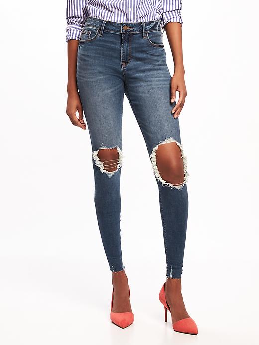 View large product image 1 of 3. Mid-Rise Rockstar Distressed Ankle Jeans for Women