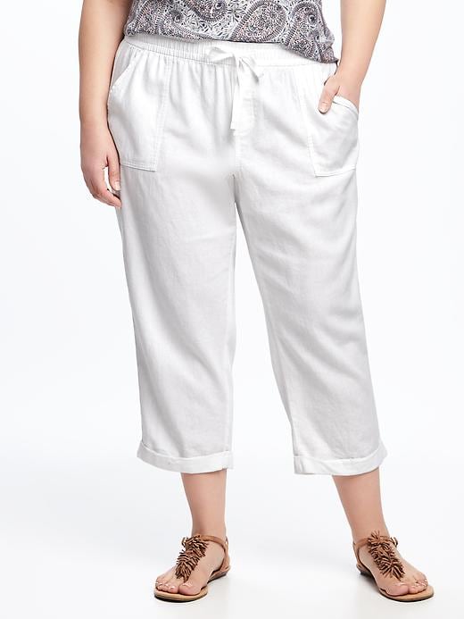 Mid-Rise Linen-Blend Plus-Size Cropped Pants | Old Navy