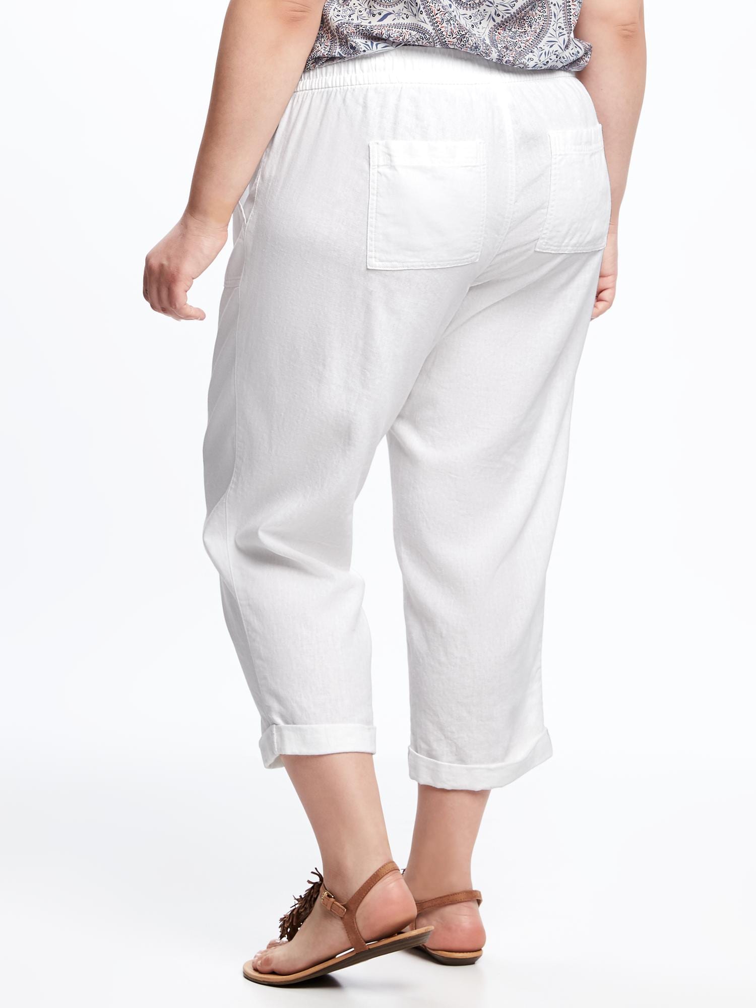 Mid-Rise Linen-Blend Plus-Size Cropped Pants | Old Navy