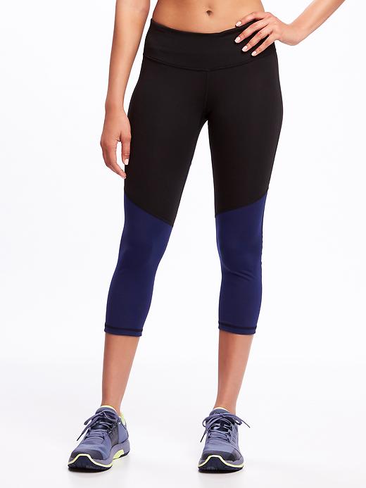 View large product image 1 of 3. Mid-Rise Color-Block Compression Crops for Women