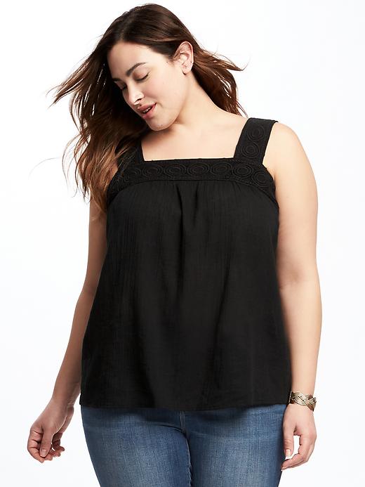 Image number 1 showing, Plus-Size Crochet-Trim Swing Top