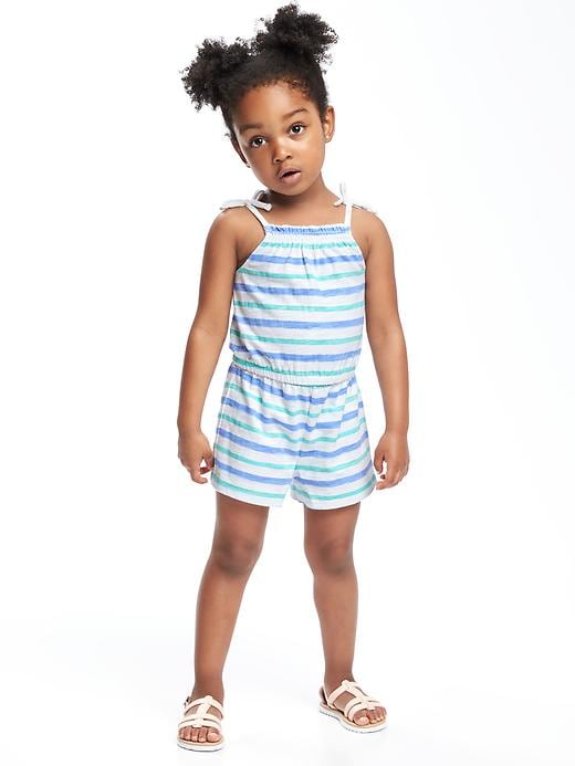 Tie-strap Romper For Toddler Girls 