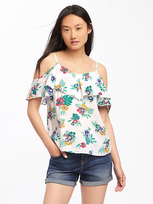 View large product image 1 of 1. Relaxed Off-the-Shoulder Floral Cami for Women