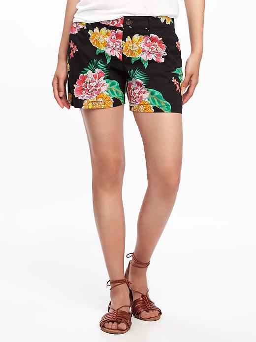 Mid-Rise Printed Everyday Khaki Shorts For Women - 5 inch inseam | Old Navy