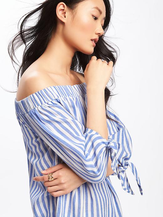 Image number 4 showing, Relaxed Off-the-Shoulder Striped Top for Women