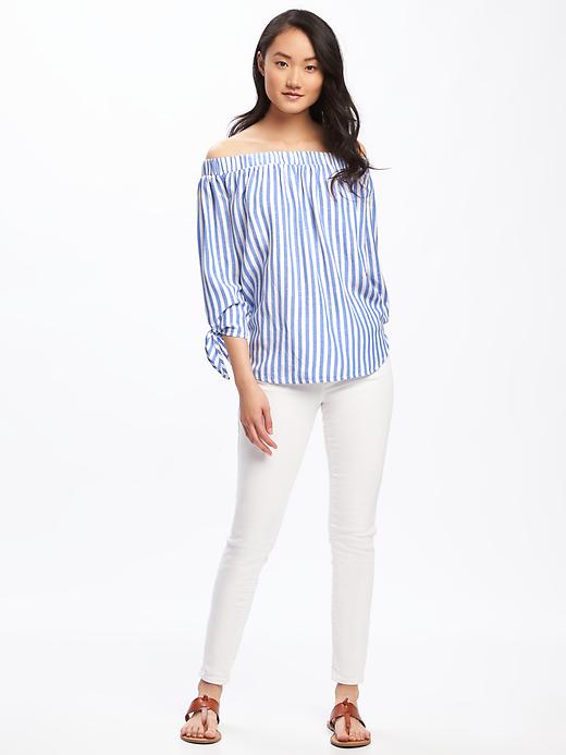 Image number 3 showing, Relaxed Off-the-Shoulder Striped Top for Women