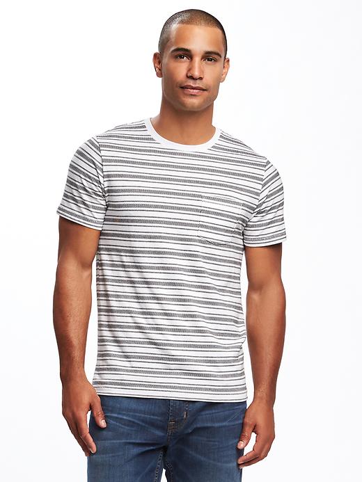 View large product image 1 of 1. Textured-Stripe Pocket Tee for Men