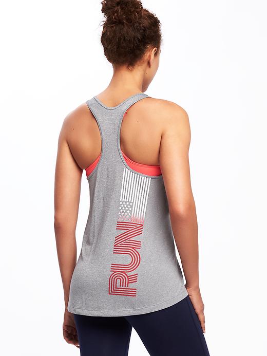 View large product image 1 of 1. Go-Dry Semi-Fitted Graphic Racerback Tank for Women
